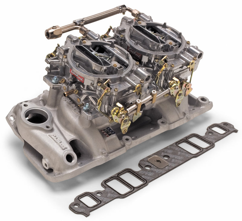 Edelbrock Dual Quad Kit Performer RPM Air Gap BBC Oval Port Edelbrock Intake Manifolds