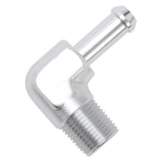 Edelbrock Hose End 90-Deg 3/8In NPT to 3/8In Barb Clear Anodize Edelbrock Fittings