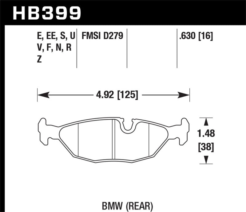Hawk 86-87 BMW 325 2.7L Rear ER-1 Brake Pads Hawk Performance Brake Pads - Racing