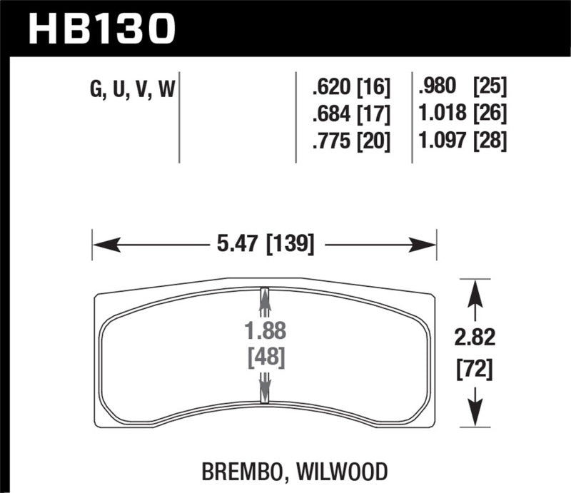 Hawk Universal Brembo DTC-70 Race Brake Pads Thickness 1.018 Hawk Performance Brake Pads - Racing