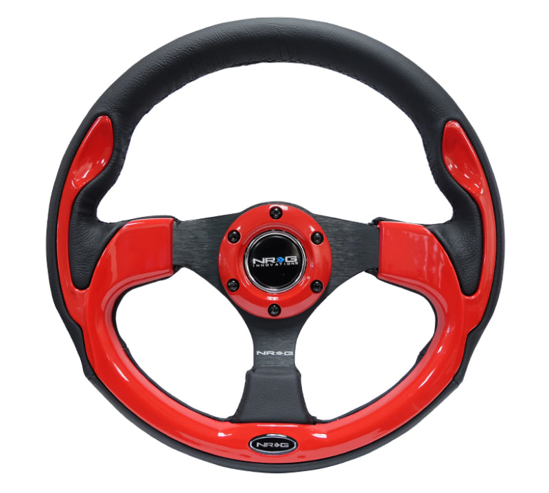 NRG Reinforced Steering Wheel (320mm) Blk w/Red Trim & 5mm 3-Spoke NRG Steering Wheels
