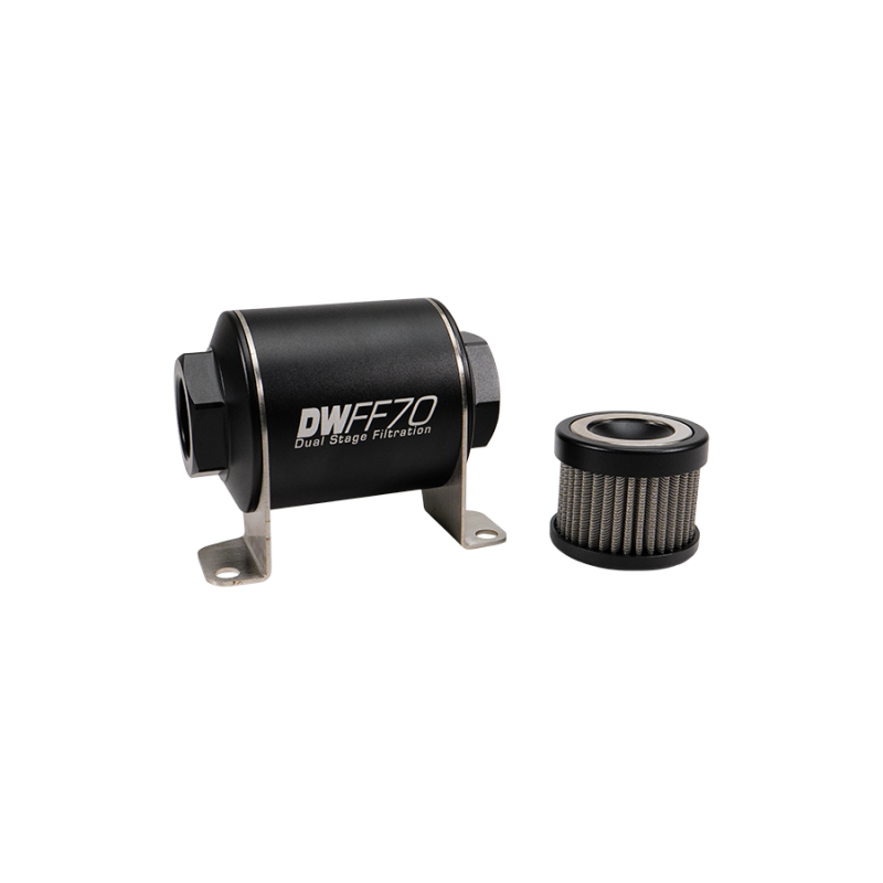 DeatschWerks Stainless Steel 10AN 10 Micron Universal Inline Fuel Filter Housing Kit (70mm) DeatschWerks Fuel Filters