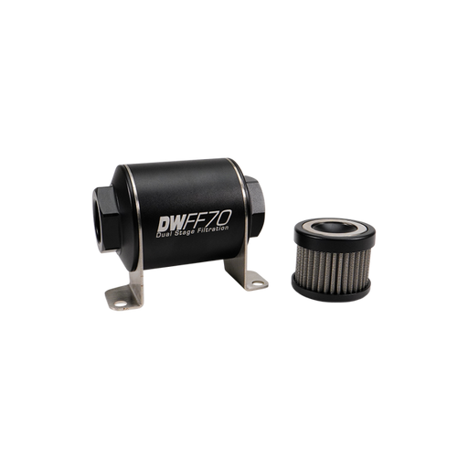 DeatschWerks Stainless Steel 8AN 40 Micron Universal Inline Fuel Filter Housing Kit (70mm) DeatschWerks Fuel Filters