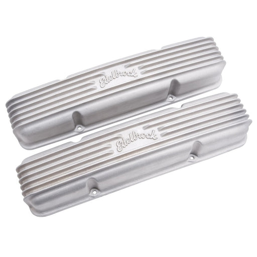 Edelbrock Valve Cover Classic Series Chevrolet 1959-1986 262-400 CI V8 w/ o Breather Holes Satin Edelbrock Valve Covers