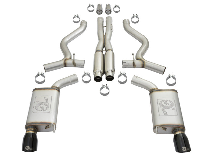 aFe MACHForce XP 3in 304 SS Loud Tone Cat-Back w/ Black Tips 15-17 Ford Mustang V6-3.7L/V8-5.0L aFe Catback