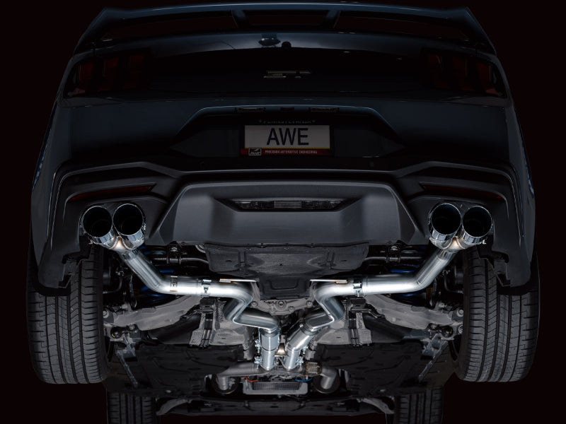 AWE 2024 Ford Mustang GT Fastback S650 RWD Track Edition Cat-Back Exhaust w/ Quad Chrome Silver Tips AWE Tuning Catback