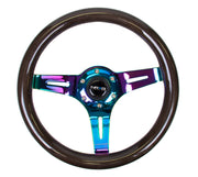 NRG Classic Wood Grain Steering Wheel (310mm) Black w/Neochrome 3-Spoke Center NRG Steering Wheels