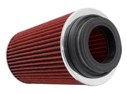 K&N Universal Air Filter Chrome Round Tapered Red -4in Flange ID x 1.125in Flange Length x 5.5in H K&N Engineering Air Filters - Universal Fit