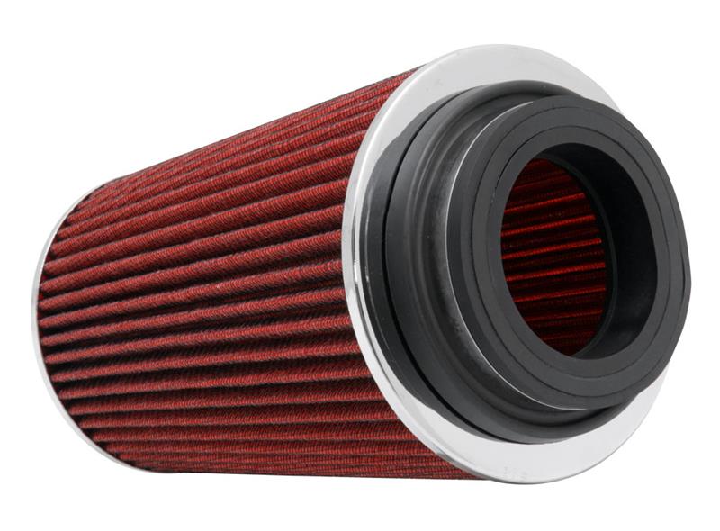 K&N Universal Air Filter Chrome Round Tapered Red -4in Flange ID x 1.125in Flange Length x 5.5in H K&N Engineering Air Filters - Universal Fit