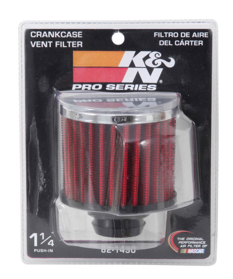 K&N Rubber Base Chrome Top Push-In Crankcase Vent Filter 3in OD x 2-1/2in H. K&N Engineering Air Filters - Universal Fit