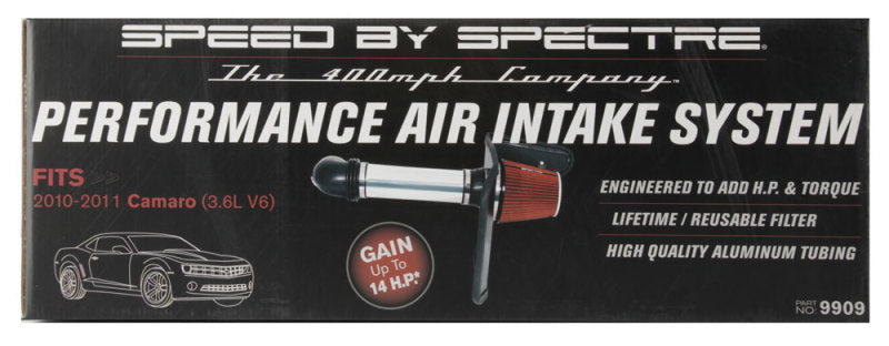 Spectre 10-11 Chevy Camaro V6-3.6L F/I Air Intake Kit - Clear Anodized w/Red Filter Spectre Cold Air Intakes