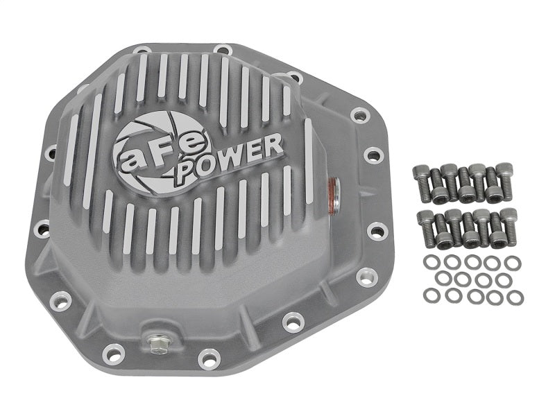 aFe Power Street Ser Rear Diff Cover Raw w/Mach Fin 2017 Ford Diesel Trucks V8-6.7L(td) Dana M275-14 aFe Diff Covers