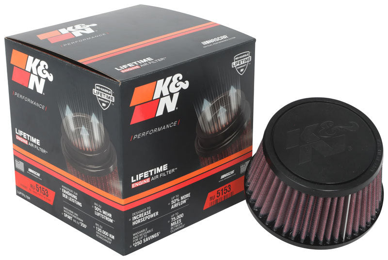 K&N Universal Clamp-On Air Filter 3-15/16in FLG / 5-1/2in B / 4-1/2in T / 3-1/4in H K&N Engineering Air Filters - Universal Fit