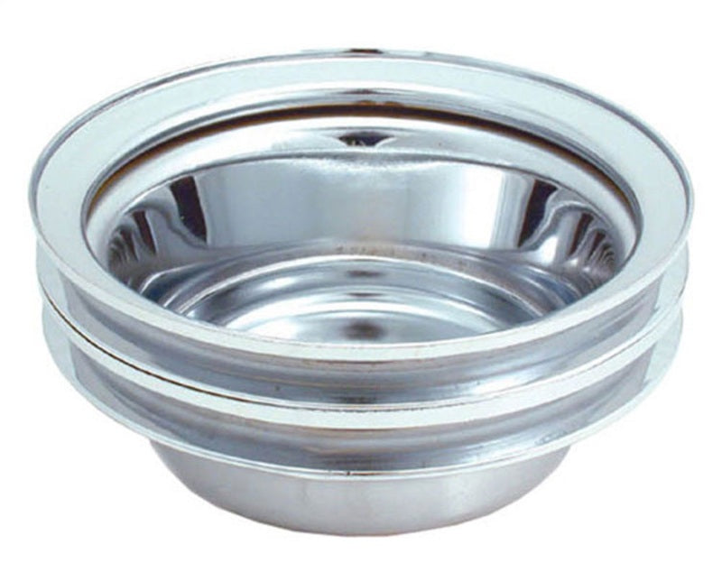 Spectre SB Chevy (w/Long Water Pump) Double Lower Groove Crankshaft Pulley - Chrome Spectre Pulleys - Crank, Underdrive