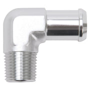Edelbrock Hose End 90-Deg 1/2In NPT to 3/4In Barb Clear Anodize Edelbrock Fittings