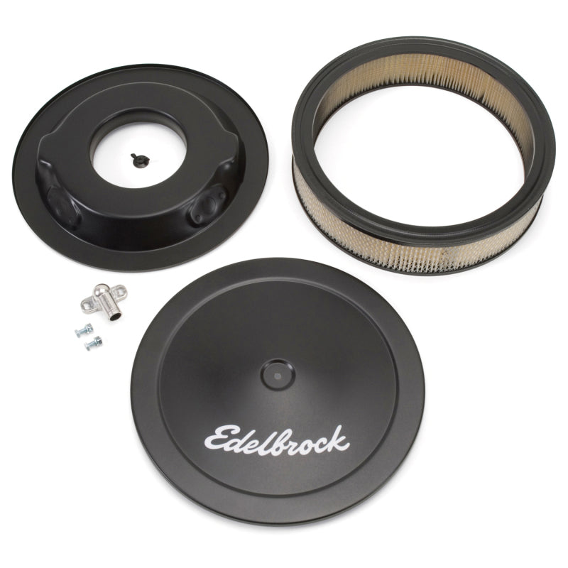 Edelbrock Air Cleaner Pro-Flo Series Round Steel Top Paper Element 14In Dia X 3 75In Dropped Base Edelbrock Air Filters - Universal Fit