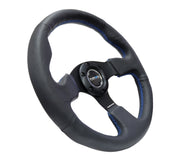 NRG Reinforced Steering Wheel (320mm) Black Leather w/Blue Stitching NRG Steering Wheels
