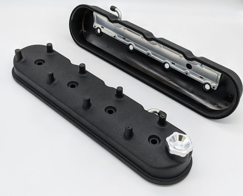 Granatelli 96-22 GM LS Tall Valve Cover w/Angled Coil Mounts - Black Wrinkle (Pair) Granatelli Motor Sports Valve Covers