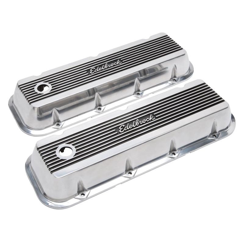 Edelbrock Valve Cover Elite II Chevrolet 1965 and Later 396-502 Big Block V8 Polished Edelbrock Valve Covers