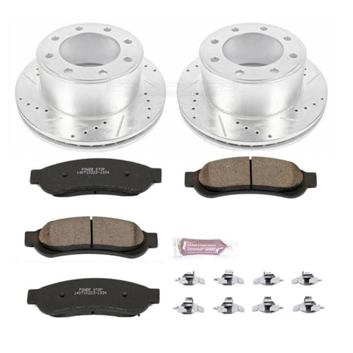 Power Stop 10-2012 Ford F-350 Super Duty Rear Z23 Evolution Brake Kit PowerStop Brake Rotors - Slot & Drilled