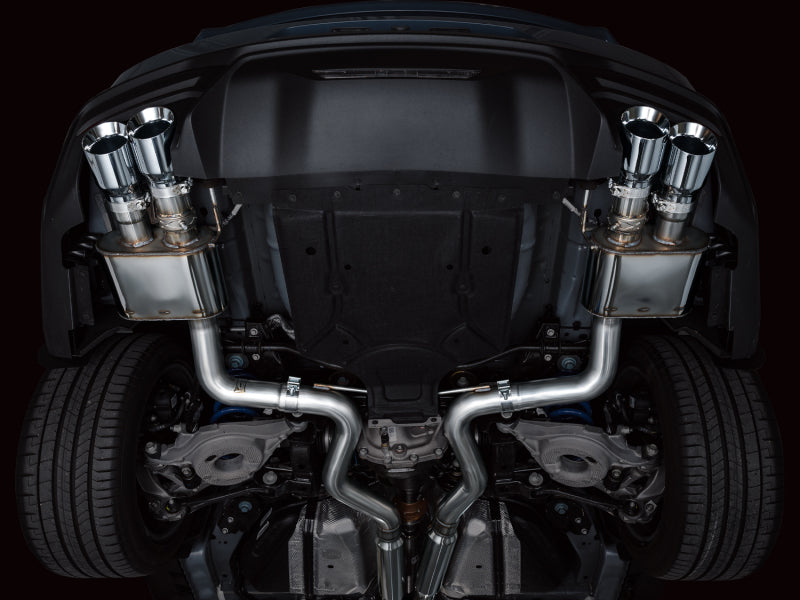 AWE 2024 Ford Mustang GT Fastback S650 RWD SwitchPath Cat-Back Exhaust w/ Quad Chrome Silver Tips AWE Tuning Catback