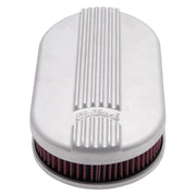 Edelbrock Air Cleaner Classic Series Oval Aluminum Top Cloth Element 17 5In X 9 35In X 3 9In Satin Edelbrock Air Filters - Universal Fit