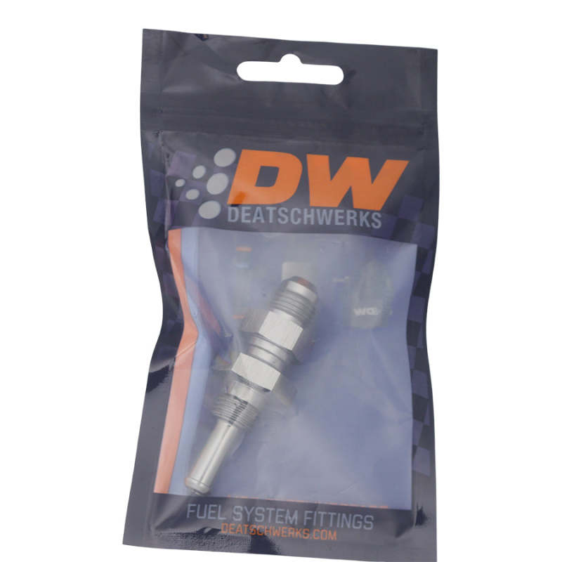 DeatschWerks 6AN Male Flare to Straight 5/16in Single Hose Barb - Anodized DW Titanium DeatschWerks Fittings