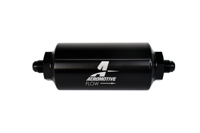 Aeromotive In-Line Filter - (AN-6 Male) 40 Micron Stainless Mesh Element Bright Dip Black Finish Aeromotive Fuel Filters