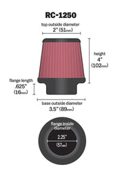 K&N Universal Chrome Filter 2.25 Inch Flange / 3.5 Inch Base / 2 Inch Top / 4 Inch Height K&N Engineering Air Filters - Universal Fit
