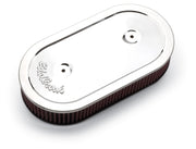 Edelbrock Air Cleaner Pro-Flo Series Oval Steel Top Cloth Element 13 5In X 7In X 3 5In Chrome Edelbrock Air Filters - Universal Fit