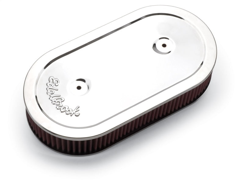Edelbrock Air Cleaner Pro-Flo Series Oval Steel Top Cloth Element 13 5In X 7In X 3 5In Chrome Edelbrock Air Filters - Universal Fit