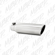 MBRP Universal Tip 3.5in OD 2.25in Inlet 12in L Angled Cut Rolled End Clampless No-Weld T304 MBRP Steel Tubing