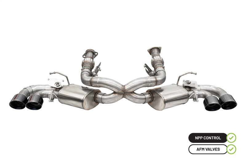 Corsa 2020-25 Corvette C8 3in Valved Cat-Back 4.5in Blk Quad Tips - Fits Factory Perf Exhaust w/ AFM CORSA Performance Catback