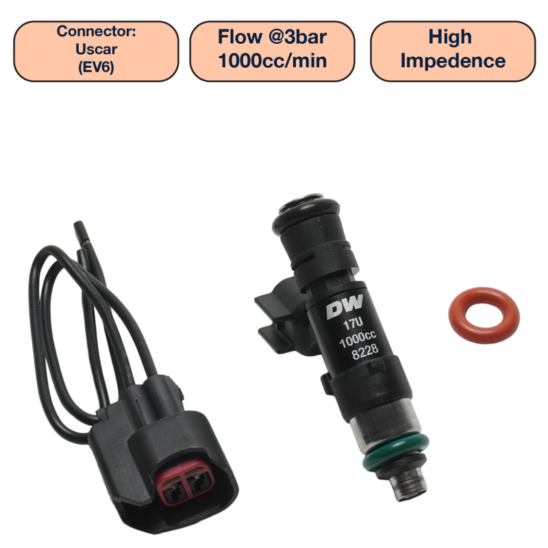 DeatschWerks Universal 1000cc Single Fuel Injector / 48mm Length / 14mm O-Ring Seals DeatschWerks Fuel Injectors - Single