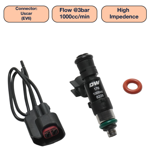 DeatschWerks Universal 1000cc Single Fuel Injector / 48mm Length / 14mm O-Ring Seals DeatschWerks Fuel Injectors - Single