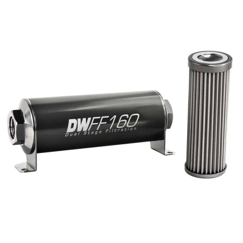 DeatschWerks Stainless Steel 8AN 40 Micron Universal Inline Fuel Filter Housing Kit (160mm) DeatschWerks Fuel Filters