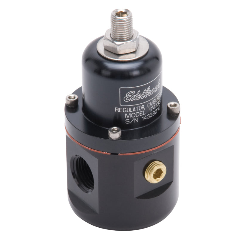Edelbrock Fuel Pressure Regulator Carbureted 160 GPH 5-10 PSI 3/8In In/Out 3/8In Return Black Edelbrock Fuel Pressure Regulators