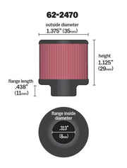 K&N .315/.431 Flange 1 3/8 inch OD 1.5 inch H Clamp On Crankcase Vent Filter K&N Engineering Air Filters - Universal Fit