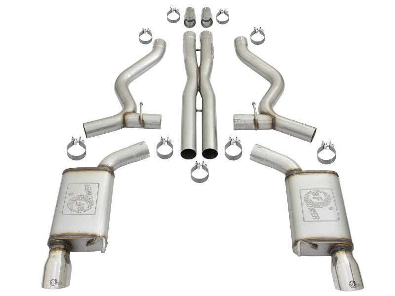 aFe MACHForce XP 3in 304 SS Cat-Back Exhausts w/ Polished Tips 15-17 Ford Mustang GT V8-5.0L/V6-3.7L aFe Catback