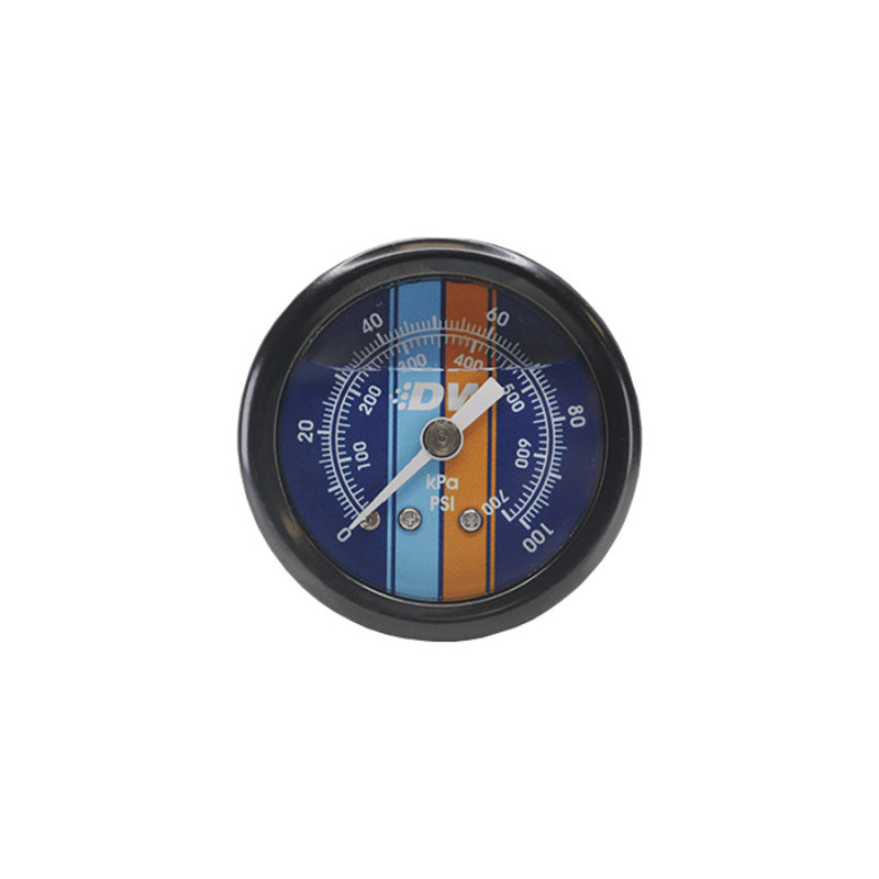 DeatschWerks 0-100 PSI 1/8in NPT Mechanical Fuel Pressure Gauge 1.5in Diam. Black Housing Blue Face DeatschWerks Gauges