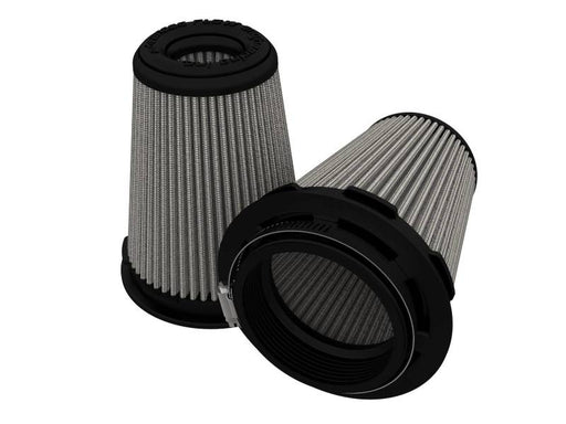 aFe MagnumFLOW Pro DRY S Air Filter 3-1/2in F x 5in B x 3-1/2in T x 6in H (Pair) aFe Air Filters - Universal Fit