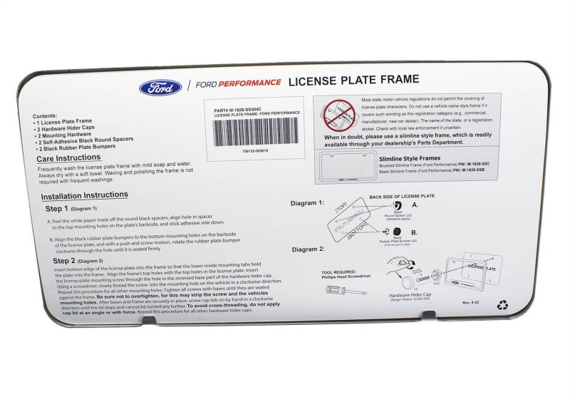 Ford Racing Stainless Steel Ford Performance License Plate Frame Ford Racing License Frame