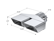 MBRP Universal Tip 8inx 2.375in ID Rectangle 2.5in O.D. inlet 8.25in length T304 MBRP Steel Tubing