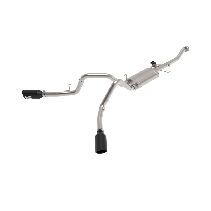 aFe Gemini XV 3in 304 SS Cat-Back Exhaust 2021 Ford F-150 V6 2.7L/3.5L (tt)/V8 5.0L w/ CO Black Tips 49-33129-B aFe