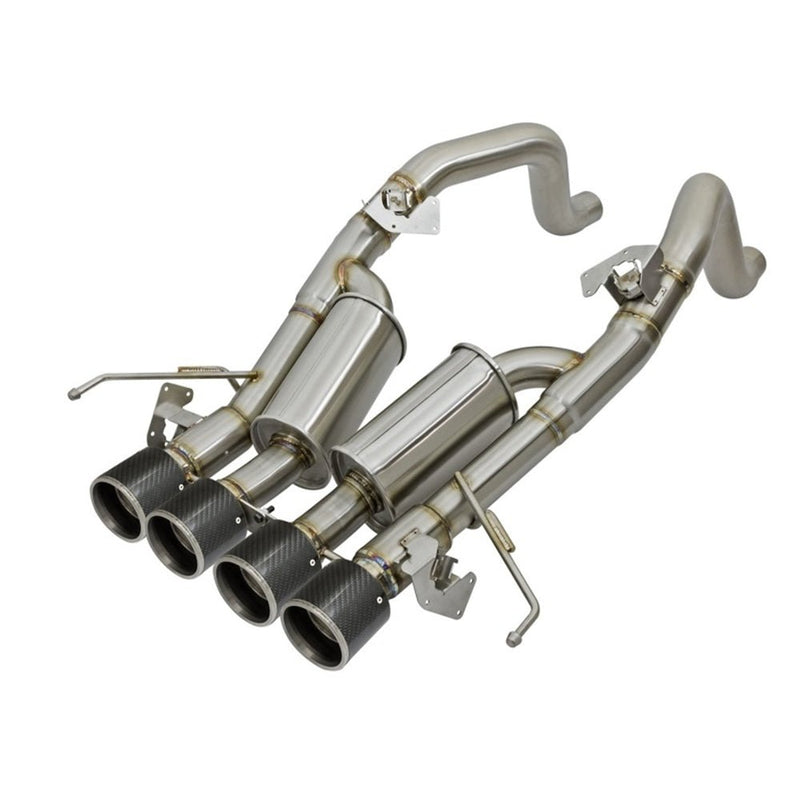 aFe MACHForce XP 3in-2.5in Axle Back SS Exhaust System with Carbon Fiber Tips for 14-17 Chevy Corvette V8 6.2L - Chevy Corvette Exhaust System - 49-34056-C aFe