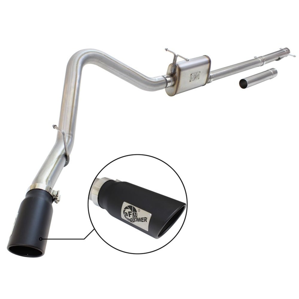 aFe MACHForce XP Exhaust 3in-3.5in SS Single Side Ext CB w/ Black Tip 99-04 Ford F150 V8 5.4L/6.8L 49-43076-B aFe