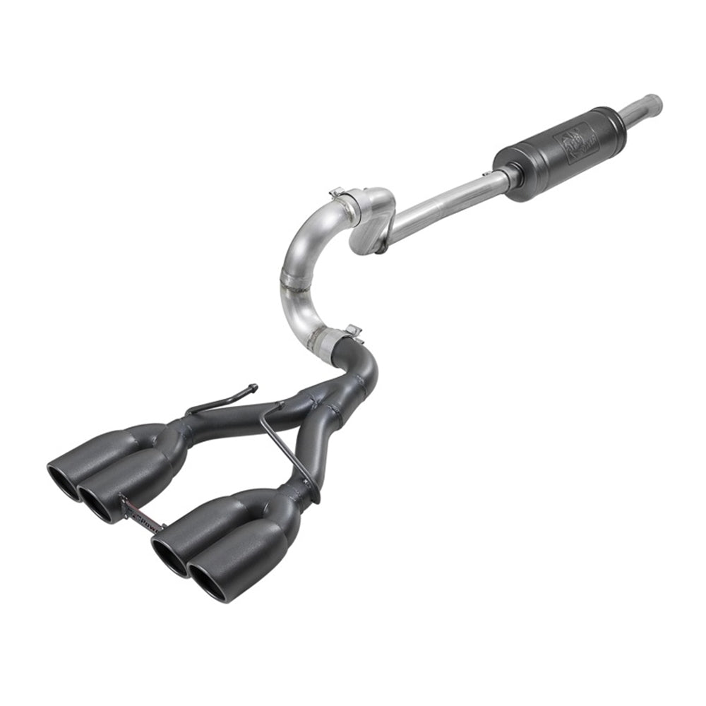 aFe Rebel Series 2.5in. 304 SS C/B Exhaust System 2018 Jeep Wrangler (JL) V6-3.6L - Black Tip 49-38071-B aFe