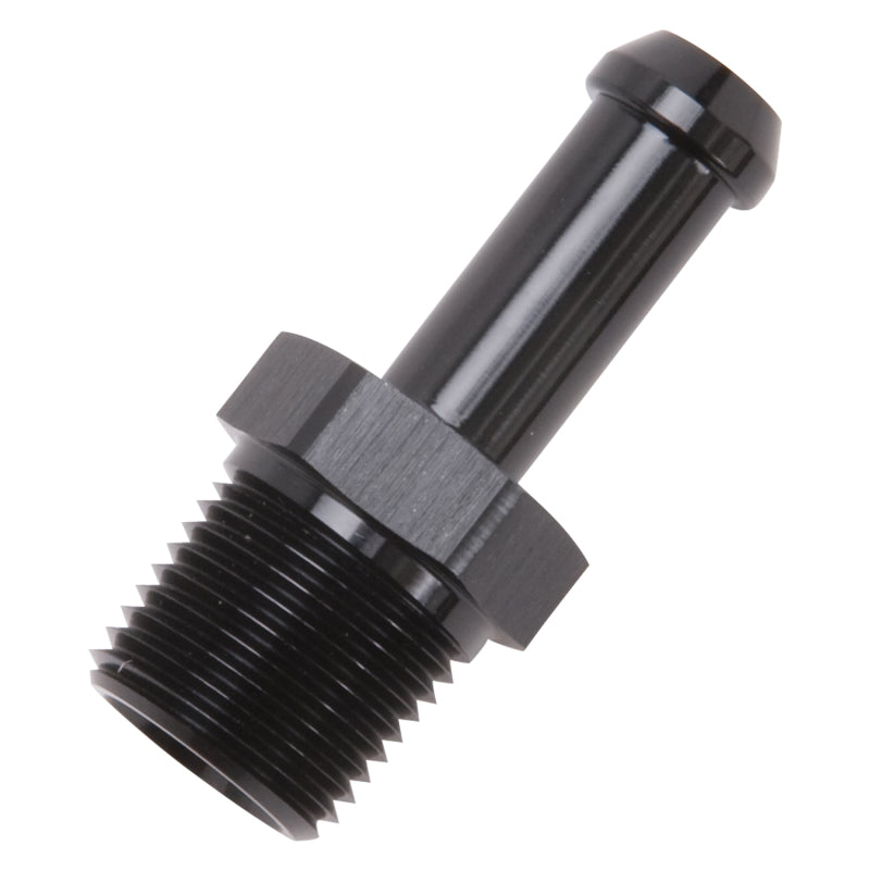 Edelbrock Hose End Straight 3/8In NPT to 3/8In Barb Black Anodize Edelbrock Fittings