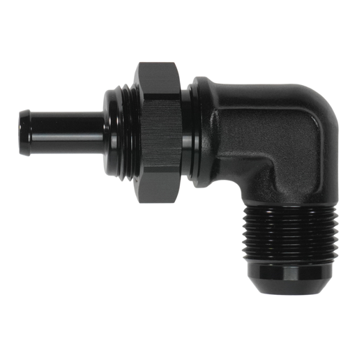 DeatschWerks 10AN Male Flare Bulkhead to 3/8in Hose Barb 90-Degree DeatschWerks Fuel Components Misc