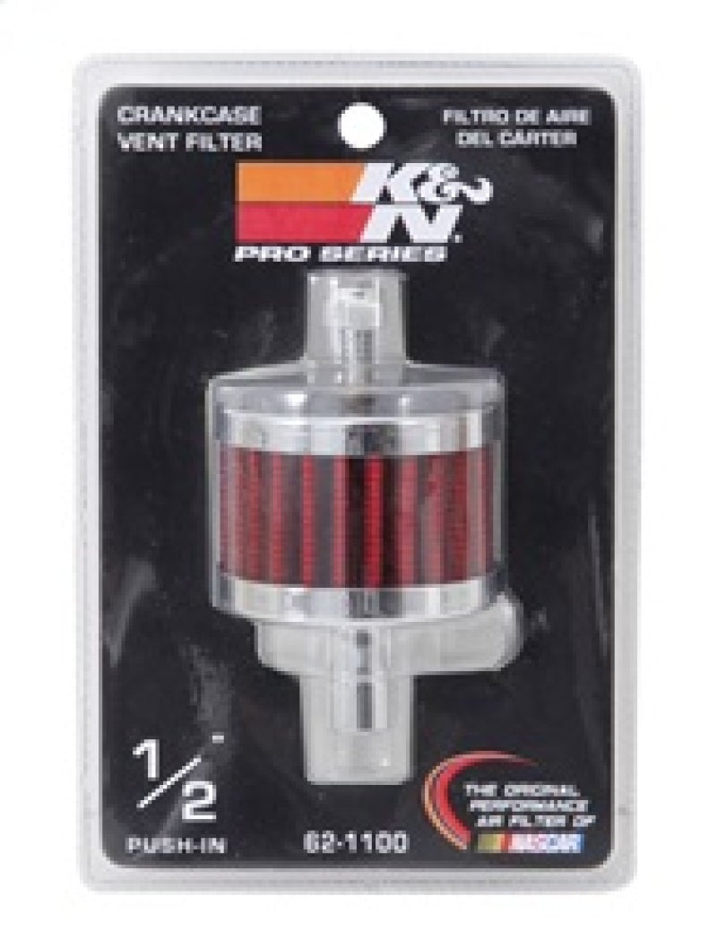 K&N Steel Base Crankcase Vent Filter 0.5in Vent OD x 2in OD x 1.5in Height K&N Engineering Air Filters - Universal Fit